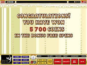 Harveys Free Spins Summary Screen