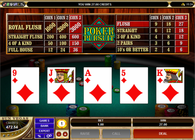 play Poker Pursuit at Sun Vegas Casino