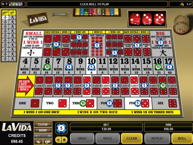 play Sic Bo at Casino La Vida